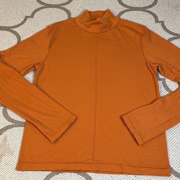 Athleta Ascent Seamless turtleneck Foliage Orange Thumbhole long sleeve top - Picture 6 of 12